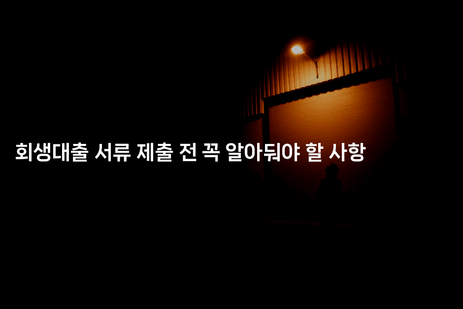 회생대출 서류 제출 전 꼭 알아둬야 할 사항-나무꼬